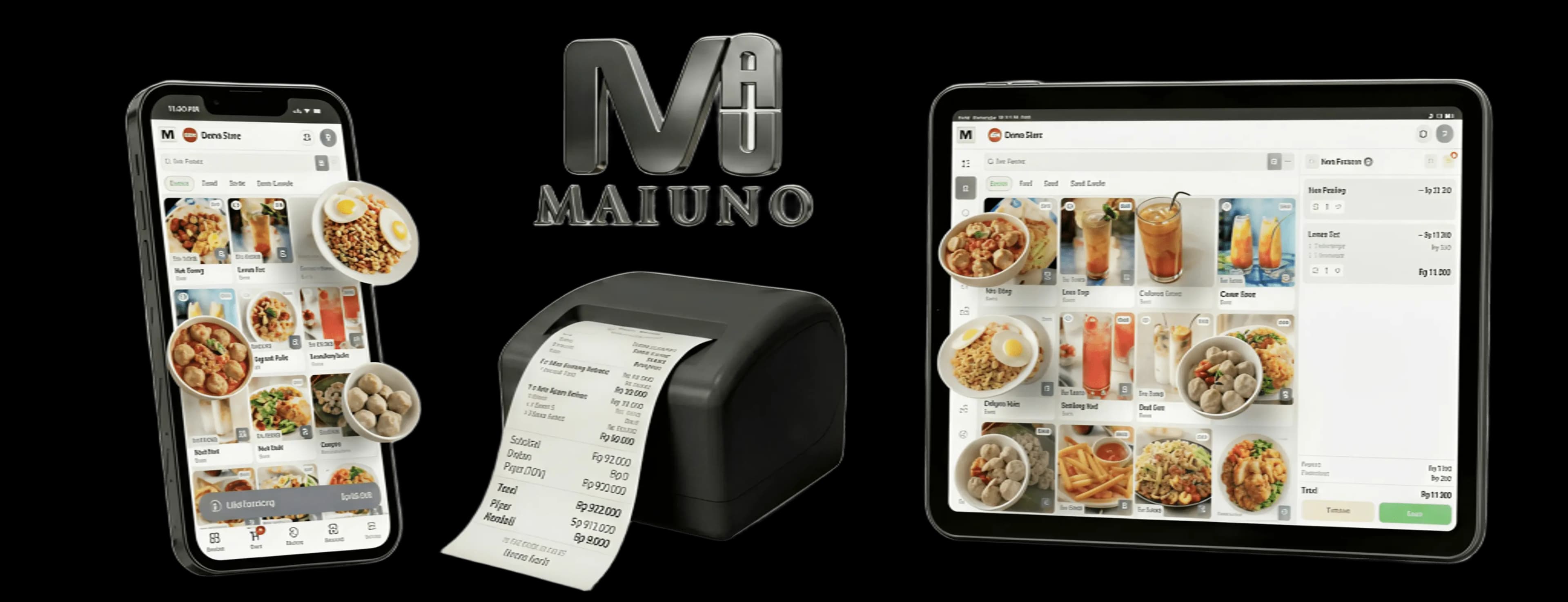Maiuno berjalan di HP, tablet, dan printer struk thermal